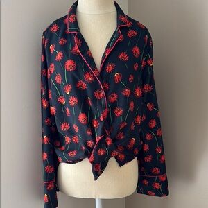 Floral Black and Red Women's Top